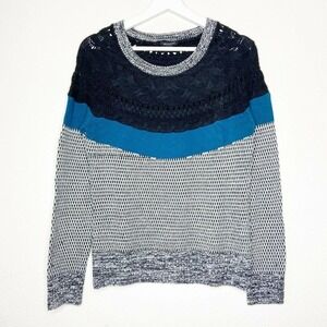 I Heart Ronson Mixed Knit Color Blocked Sweater